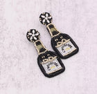 Glitterbugs Beaded Champagne Bottle Earrings Splash Swimwear Earrings Black 1000011673
