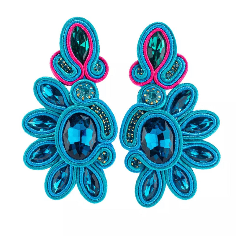 Glitterbugs Bohemian Peacock Earrings Splash Swimwear Earrings Aqua 1000011761