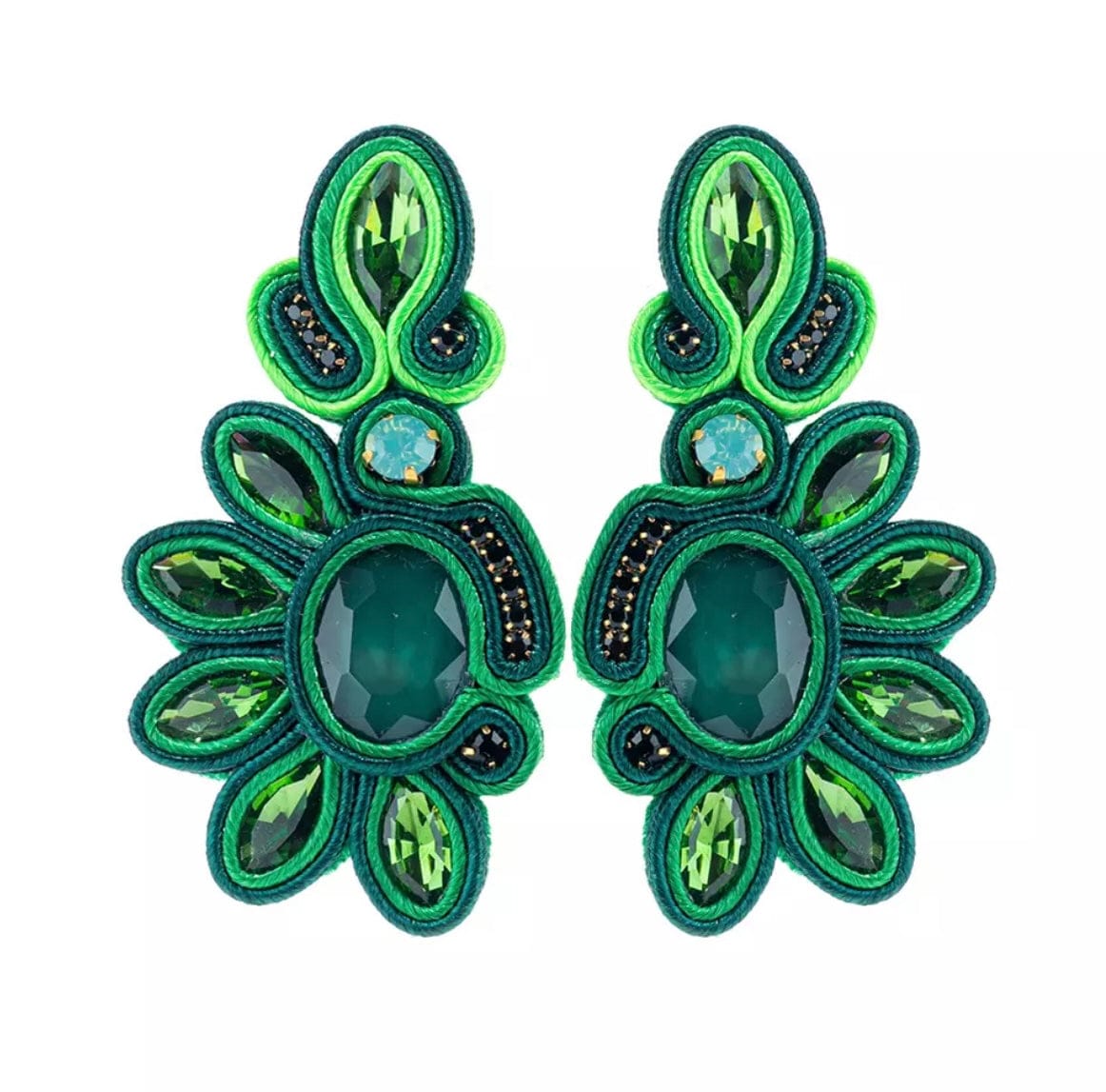 Glitterbugs Bohemian Peacock Earrings Splash Swimwear Earrings Green 1000011762