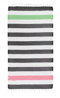 Hammamas Bold Turkish Towel Splash Swimwear Beach Towels Charcoal/White- Guppy & W'melon 1000013675