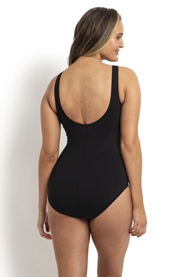 Jantzen Ayanna High Neck Mastectomy One Piece - Black Splash Swimwear One Pieces