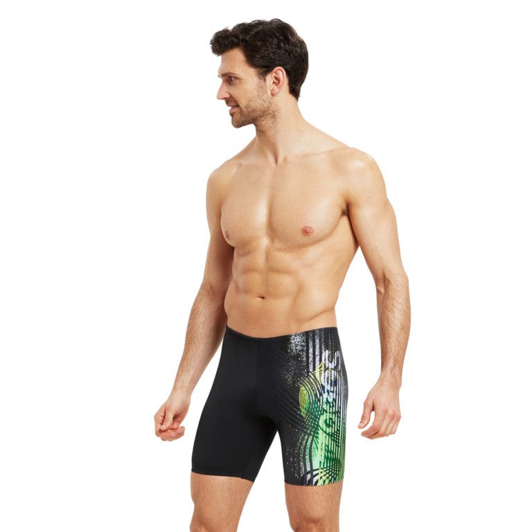 Mens Mid Jammers - Black Fireworks - Zoggs - Splash Swimwear  - jammer, June22, mens, mens swimwear, Mens Zoggs, zoggs - Splash Swimwear 