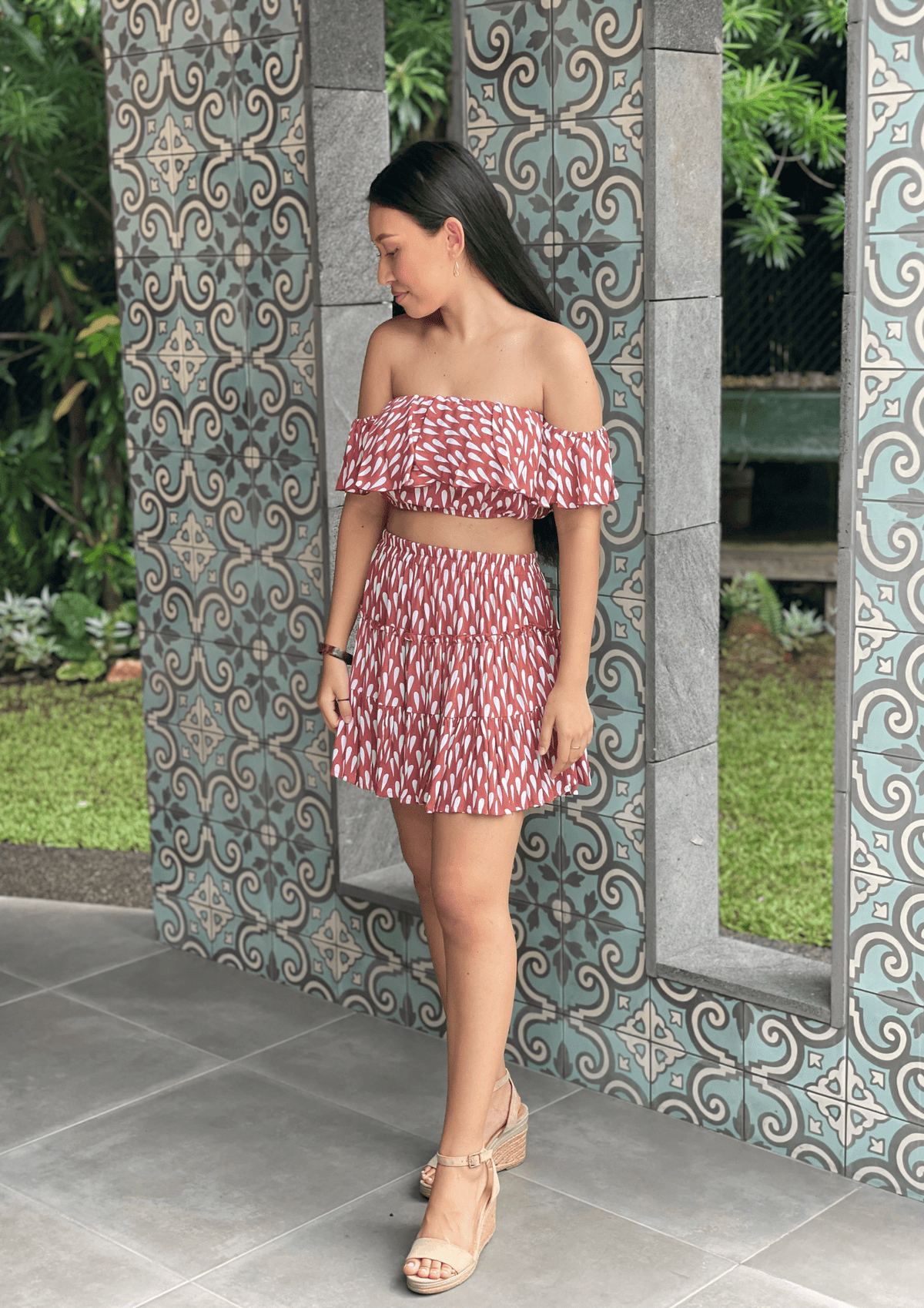Mosey Antonia Skirt - Drizzling Dusty Pink Splash Swimwear Skirts