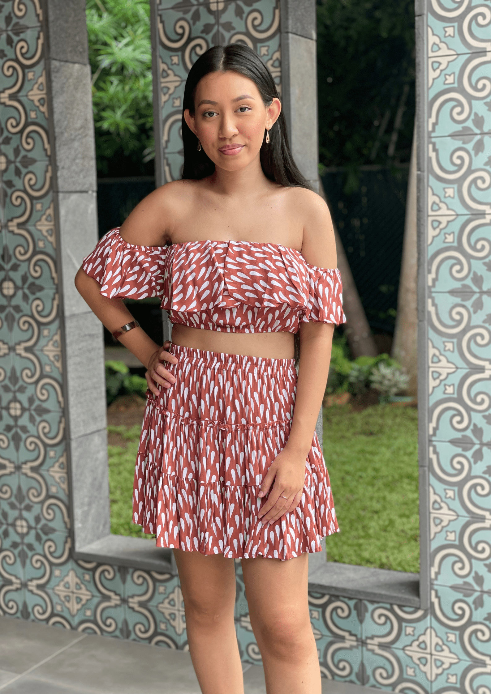 Mosey Antonia Skirt - Drizzling Dusty Pink Splash Swimwear Skirts