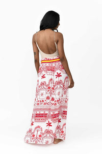 Possi the Label Camille Skirt Mediterranean - Red & White Splash Swimwear Skirts