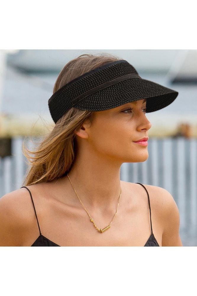 Rigon Headwear Before Dark Cosmopolitan Visor Hat BD156 Splash Swimwear Hats Black / M/L 9328897019518