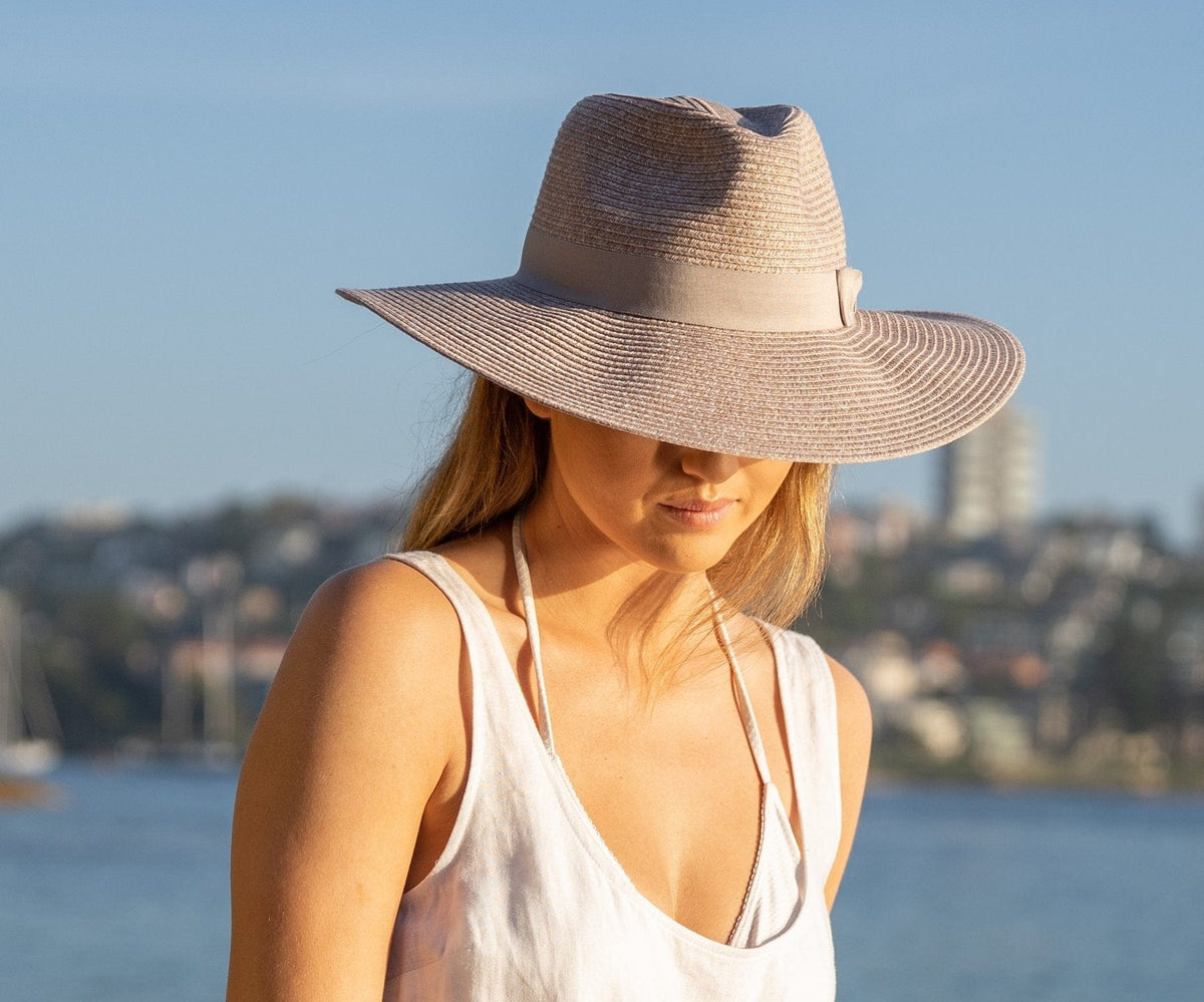 Rigon Headwear Before Dark Fiona Wide Brim Fedora - Sandstone Splash Swimwear Hats