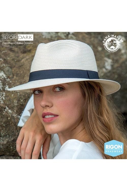 Rigon Headwear Before Dark Pana-mate Fedora Hat BD459 Splash Swimwear Hats Ivory / M/L (58cm) 9328897014384