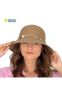 Rigon Headwear Cancer Council Bohemian Bucket Hat RL30 Splash Swimwear Hats CHOCOLATE / M/L 9328897058920