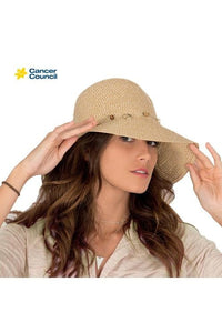 Rigon Headwear Cancer Council Bohemian Bucket Hat RL30 Splash Swimwear Hats NATURAL / M/L 9328897058050