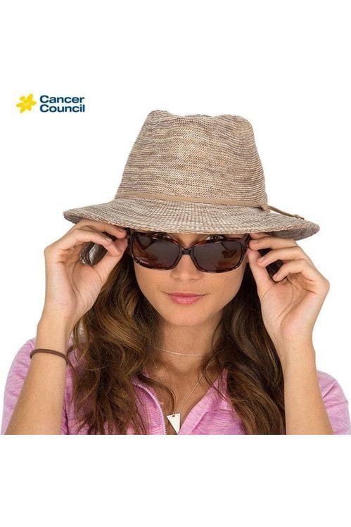 Rigon Headwear Cancer Council Jacqui Mannish Fedora RL73 Splash Swimwear Hats Mixed Camel / M/L (58cm) 9328897033316