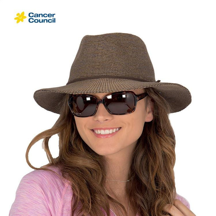 Rigon Headwear Cancer Council Jacqui Mannish Fedora RL73 Splash Swimwear Hats Suede / M/L (58cm) 9328897090463