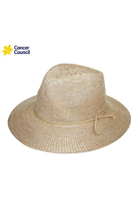 Rigon Headwear Cancer Council Jacqui Mannish Fedora RL73 Splash Swimwear Hats Wheat / M/L (58cm) 9328897010768