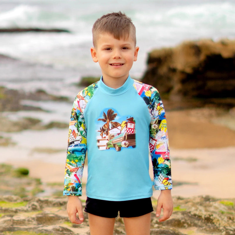 Salty Ink Kids Boys Mash Long Sleeve Rashvest Set Splash Swimwear kids