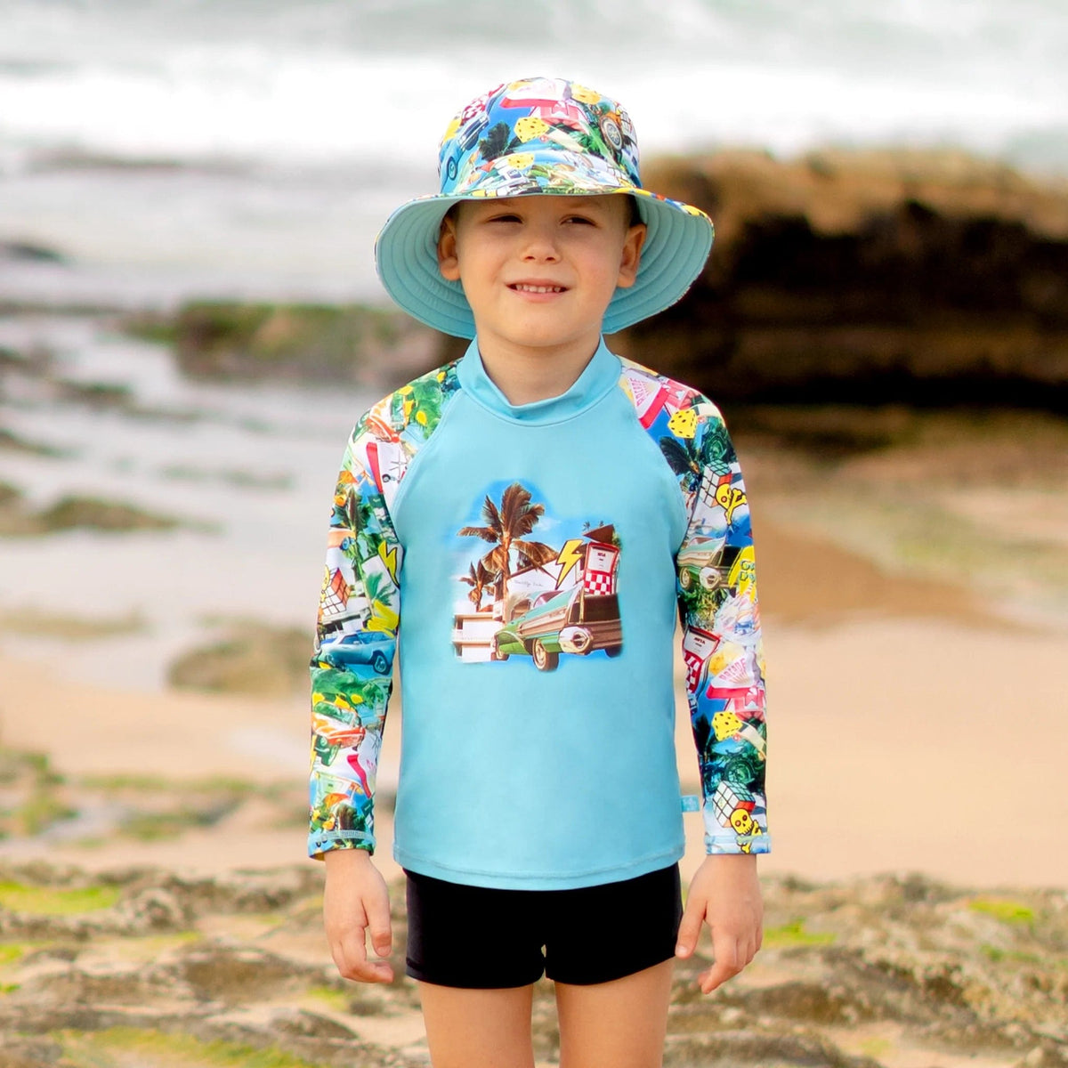 Salty Ink Kids Boys Mash Long Sleeve Rashvest Set Splash Swimwear kids