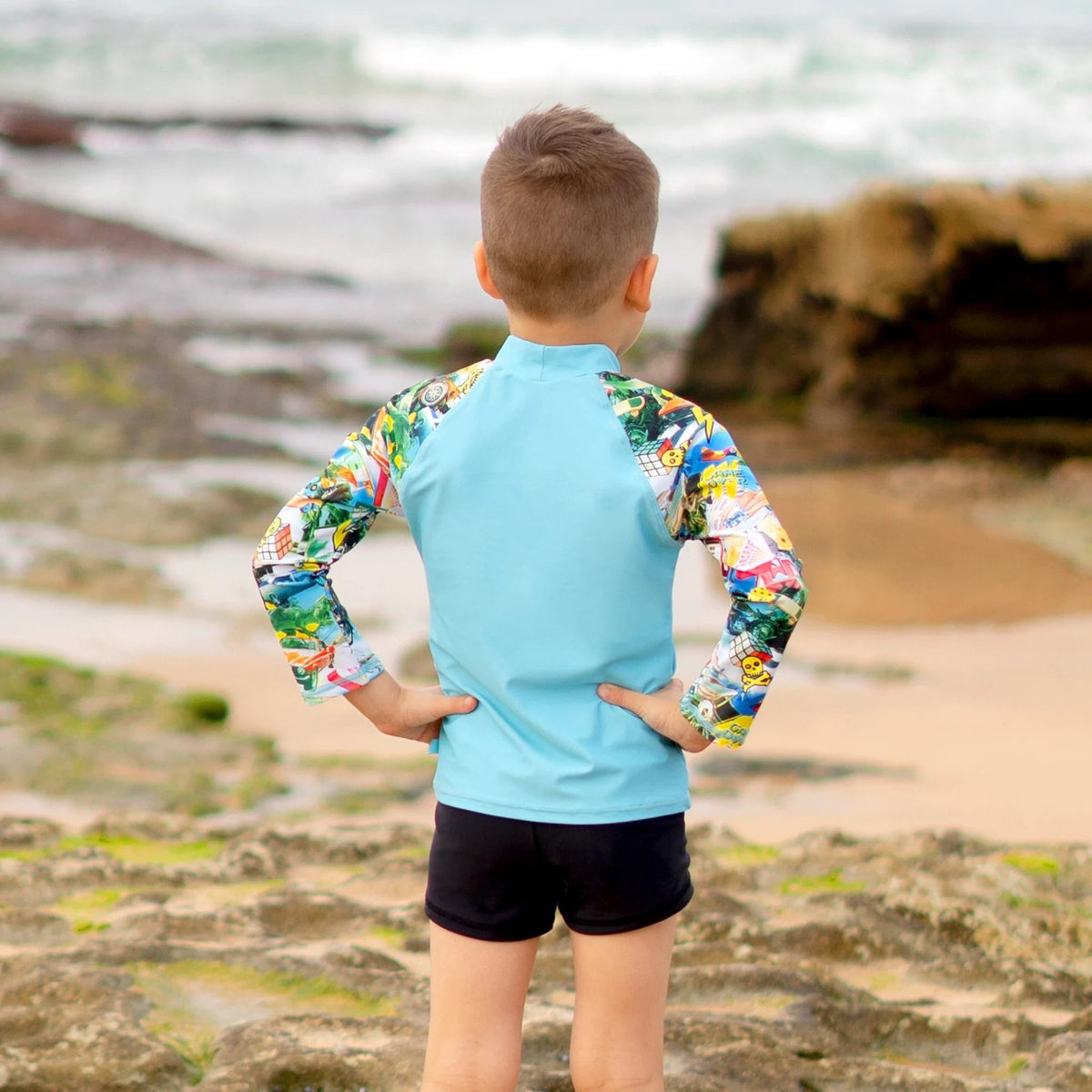 Salty Ink Kids Boys Mash Long Sleeve Rashvest Set Splash Swimwear kids