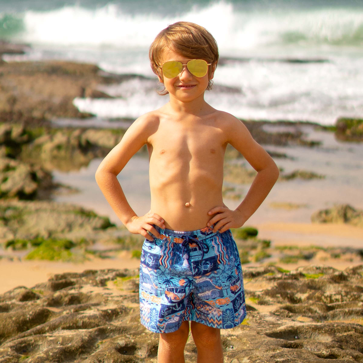 Salty Ink Kids Boys Tiki Boardie Splash Swimwear kids