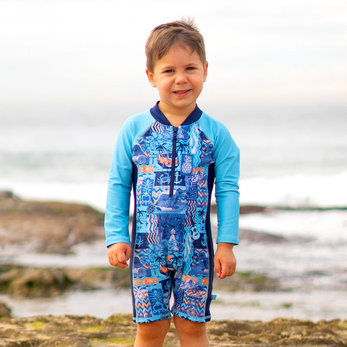 Salty Ink Kids Boys Tiki Onesie Splash Swimwear kids