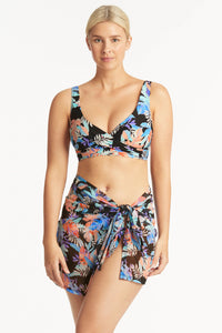 Sea Level Botanica Short Mesh Wrap - Black* Splash Swimwear Bikini Bottoms