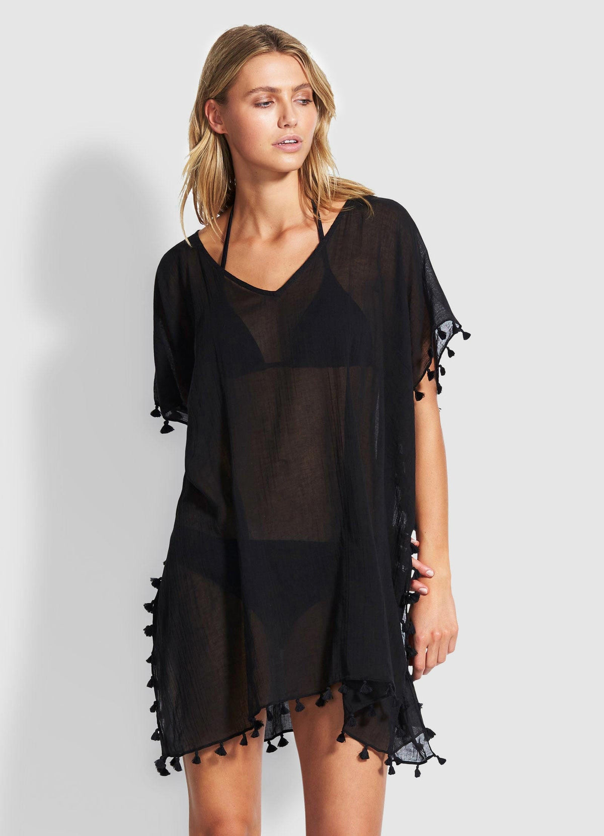 Seafolly Amnesia Kaftan 52162 Splash Swimwear Kaftans & Cover Ups O/S / Black 9337611823560