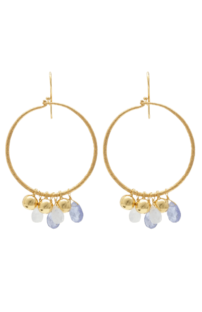Rainbow Moonstone & Tanzanite Hoop Earrings - Rubyteva Design - Splash Swimwear  - accessories, earrings, jewellery, Nov22, Rubyteva Design, SALE - Splash Swimwear 