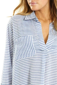 Summer Stripe Painters Shirt - Sunseeker - Splash Swimwear  - Dec22, kaftans & cover ups, Oct22, Shirt, Sunseeker, women shirt, Womens - Splash Swimwear 