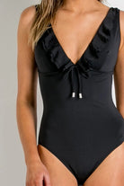Sunseeker Basix Frill One Piece - Black Splash Swimwear One Pieces