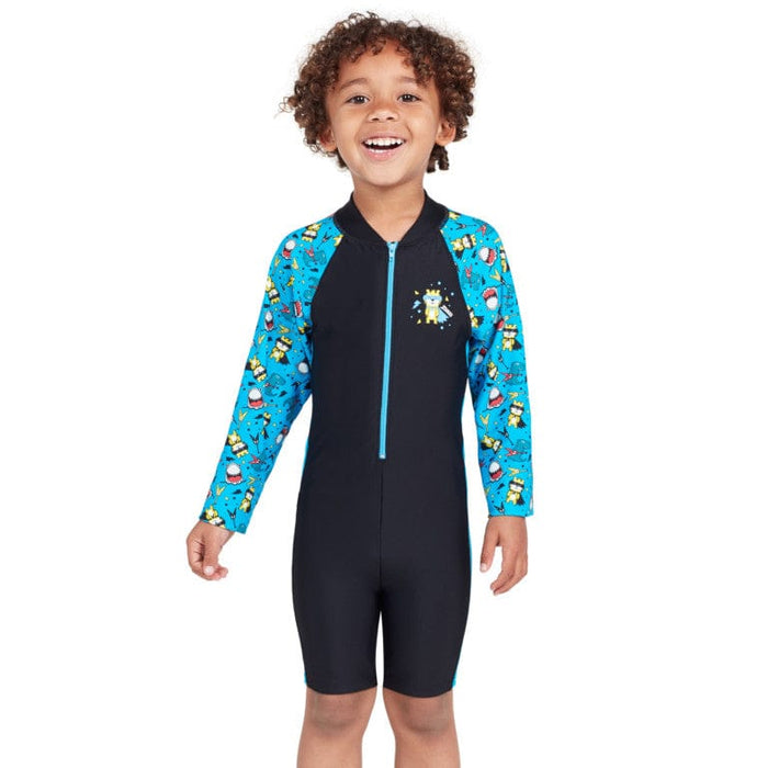 Zoggs Boys Rock Star Long Sleeve All In One Splash Swimwear kids