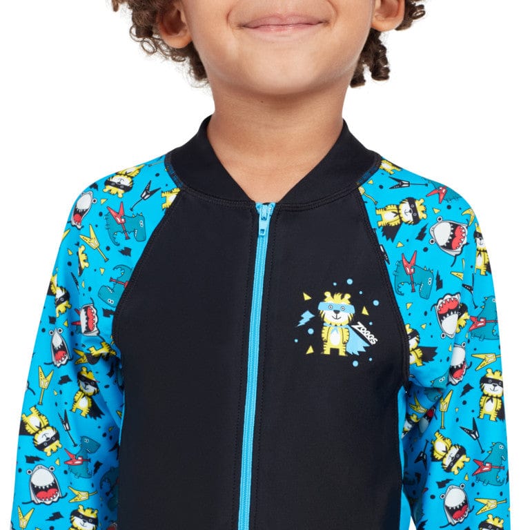 Zoggs Boys Rock Star Long Sleeve All In One Splash Swimwear kids